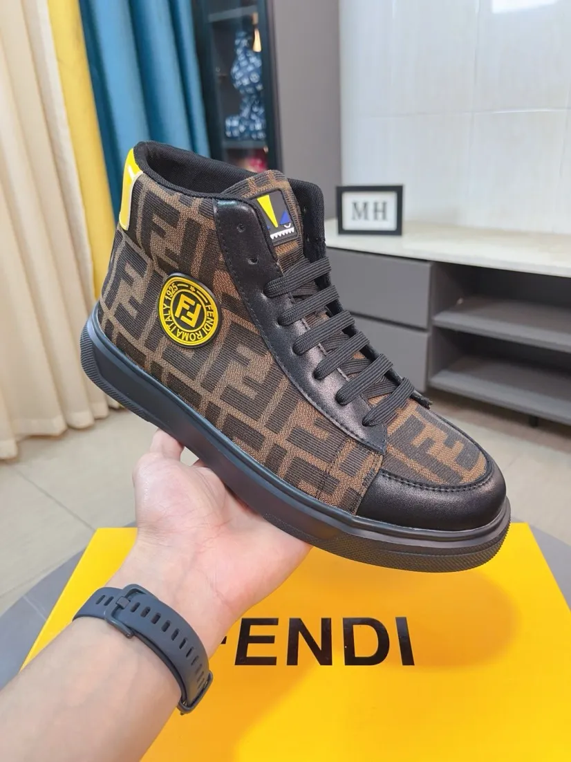 Men's shoes 💰440🌹🌹【fendi Fendi】: 🔝High-end brand of men's shoes: high-top series: official website 1:1 latest masterpiece: the upper is made of brand fabric with imported cowhide technology, ➕🐑made in sheepskin👍, making walking more convenient and comfortable, a stunning work, compared with the official quality, the beautiful 1:1 replica [color]! Create a fashionable personality to set off your uniqueness! A must-have for trendy men! 🔥Size: 38-44.